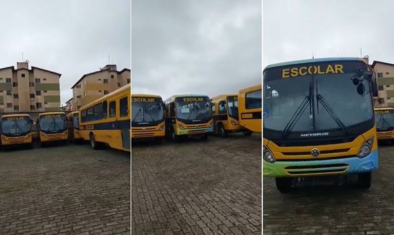 Líder comunitário flagra ônibus escolares novos sem uso no pátio da Semed de São Luís